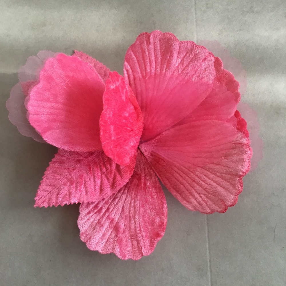 Vintage Hot Pink Hibiscus Inspired Millinery Flower